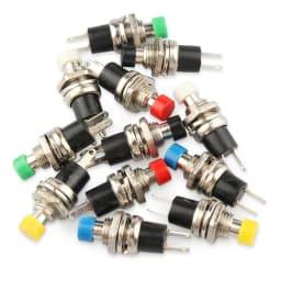 6pcs Small Round Button PBS-110/NO PBS-111/NC 2 Foot Self-resetting No Lock Switch Button Switch 7MM Miniature Color Mixing