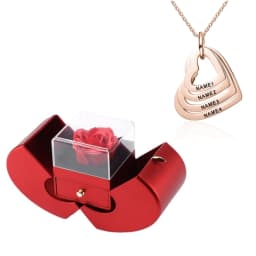 Personalized Water Drop Necklace Stainless Steel Custom Family Names 4 Layered Heart Charms Waterdrop Pendants Gift for Women