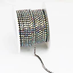 AAA Grade SS4.5-SS18(1.5mm-4.5mm) Clear Crystal AB Dense Rhinestone Cup Chain Sliver/Rose Gold Claw Strass Rhinestone Chain Trim