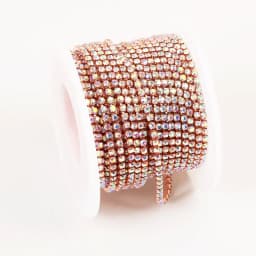 AAA Grade SS4.5-SS18(1.5mm-4.5mm) Clear Crystal AB Dense Rhinestone Cup Chain Sliver/Rose Gold Claw Strass Rhinestone Chain Trim