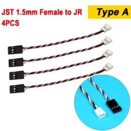 4PCS JST 1.5mm 3Pins Male Female and JR Style for Mini Receiver Servo Wire Plug Converter