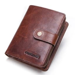 CONTACT'S Genuine Leather Short Wallets for Men RFID Vintage Coin Purse Card Holder Male Money Clip Women‘s Wallet Bag Handbag