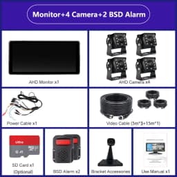 10.36 "4 Channel Recorder Smart Blind Spot Radar BSD Alarm Car DVR Monitor with 4 PCS AHD 1080P Camera For Truck Bus