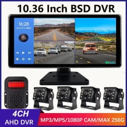 10.36 "4 Channel Recorder Smart Blind Spot Radar BSD Alarm Car DVR Monitor with 4 PCS AHD 1080P Camera For Truck Bus