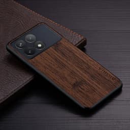 Case for Poco X6 Pro X7 Pro Poco M6 Pro Coque Bamboo Wood Pattern Leather Phone Cover Luxury Funda for Xiaomi Poco X6 Pro Case