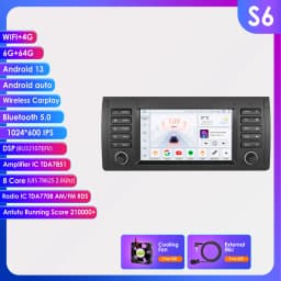 Hizpo 7" Android 13 Car Radio for BMW 5 Series E39 X5 E53 M5 Multimedia Android Auto Wireless Carplay 2din Autoradio 8Core 7862