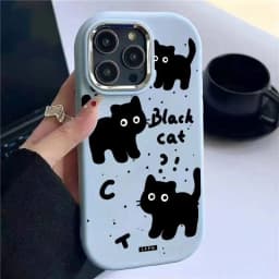 Cute Black Cat Soft Case For Samsung S25 S24 S23 S22 Plus Ultra S23 S24 S20 S21FE A16 A53 A32 A51 A71 A31 A24 Note 20Ultra Cover