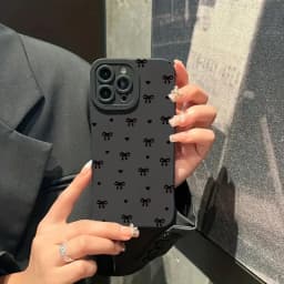 Black Bow Phone Case For iPhone 16 Pro Max 11 12 13 12 14 15 16 Pro X XR XS 7 8 Plus 16E SE 2020 Shockproof Silicone Soft Cover