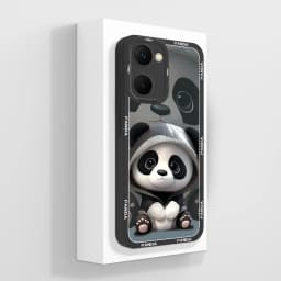 Case For Vivo Y03 4G Fun Panda Full Coverage Bumper Soft Liquid Silicone Funda For Vivo Y 03 Model V2332 Phone Back Covers Coque