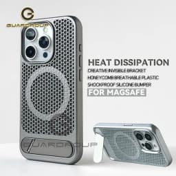 Luxury Heat Dissipation For Magsafe Case For iPhone 15 14 13 18 16 17 Pro Max Breathable Wireless Charge Stand Shockproof Cover