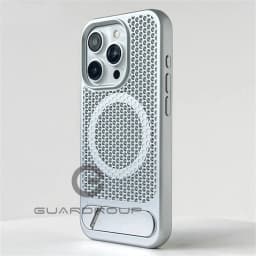 Luxury Heat Dissipation For Magsafe Case For iPhone 15 14 13 18 16 17 Pro Max Breathable Wireless Charge Stand Shockproof Cover