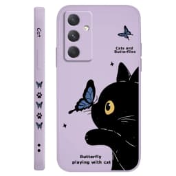 Cat Butterfly Phone Case For Samsung A56 A55 A36 A35 A26 A25 A15 A17 A16 A07 A06 A05 A05S A54 A34 A24 A14 A04 A04S A04E 5G Cover
