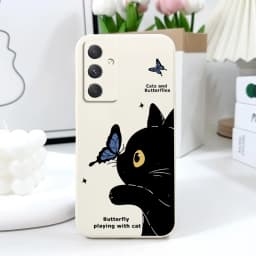 Cat Butterfly Phone Case For Samsung A56 A55 A36 A35 A26 A25 A15 A17 A16 A07 A06 A05 A05S A54 A34 A24 A14 A04 A04S A04E 5G Cover