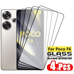 4pcs For Poco F6 Glass Poco F6 Tempered Glass Full Cover Glue Protective Film 9H HD Screen Protector Xiaomi Poco F6 PocoF6 F 6
