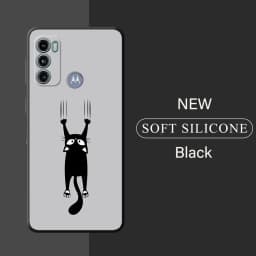Cute Funny Lucky Cat Cover Phone Case for Motorola Moto G71 G72 G60 G22 G50 G51 G52 G53 G73 G60s G30 G32 G31 Black Soft