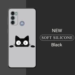 Cute Funny Lucky Cat Cover Phone Case for Motorola Moto G71 G72 G60 G22 G50 G51 G52 G53 G73 G60s G30 G32 G31 Black Soft