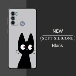 Cute Funny Lucky Cat Cover Phone Case for Motorola Moto G71 G72 G60 G22 G50 G51 G52 G53 G73 G60s G30 G32 G31 Black Soft
