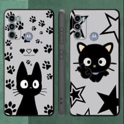 Cute Funny Lucky Cat Cover Phone Case for Motorola Moto G71 G72 G60 G22 G50 G51 G52 G53 G73 G60s G30 G32 G31 Black Soft