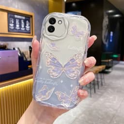 Case For iPhone 11 15 14 16 Pro Max 12 13 Mini 6 7 8 Plus cover Wrist Chain Butterfly Flower