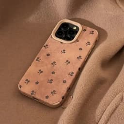 Retro flowers Suede leather art Phone Case For iPhone 17 16 15 14 13 12 11 Pro Max 17 air Case Cute Luxury Cartoon leather Cover