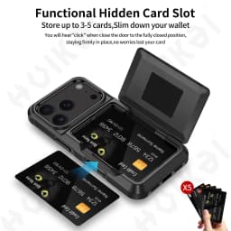 Case For iPhone 17 16 15 14 13 12 11 Pro Max Plus Wallet Credit Card Holder ID Card Slot Heavy Duty Protection Shockproof Cover