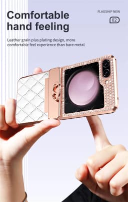 PU Leather Plating Glitter Bling Diamond Hinge Phone Case For Samsung Galaxy Z Flip 8 7 6 5 4 3 5G Shockproof Ring Protect Cover