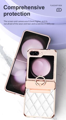 PU Leather Plating Glitter Bling Diamond Hinge Phone Case For Samsung Galaxy Z Flip 8 7 6 5 4 3 5G Shockproof Ring Protect Cover
