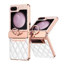 PU Leather Plating Glitter Bling Diamond Hinge Phone Case For Samsung Galaxy Z Flip 8 7 6 5 4 3 5G Shockproof Ring Protect Cover