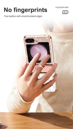 PU Leather Plating Glitter Bling Diamond Hinge Phone Case For Samsung Galaxy Z Flip 8 7 6 5 4 3 5G Shockproof Ring Protect Cover