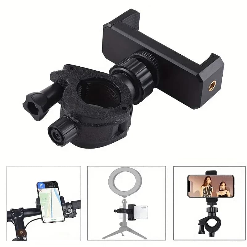 Phone Live Streaming Bracket 360 ° Rotating Bracket Bicycle Holder Clamp Photography Tripod Selfie Stick Added Stand Accessories