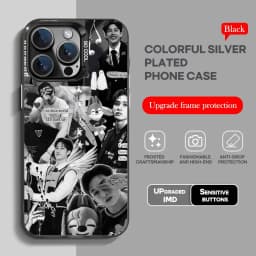 Korean singer B-bang-chanS Phone Case black IMD Colorful Silver Suitable soft case for iPhone 16 15 14 13 12 11 XS Pro Max
