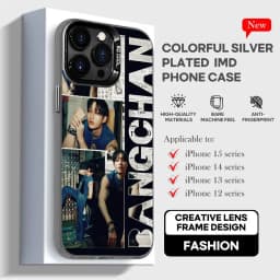 Korean singer B-bang-chanS Phone Case black IMD Colorful Silver Suitable soft case for iPhone 16 15 14 13 12 11 XS Pro Max