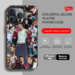 Korean singer B-bang-chanS Phone Case black IMD Colorful Silver Suitable soft case for iPhone 16 15 14 13 12 11 XS Pro Max