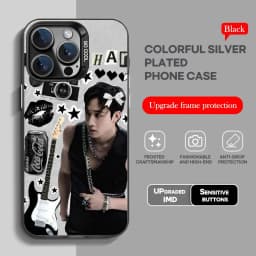 Korean singer B-bang-chanS Phone Case black IMD Colorful Silver Suitable soft case for iPhone 16 15 14 13 12 11 XS Pro Max