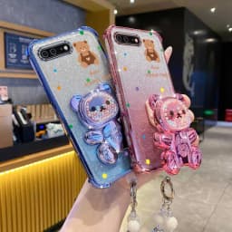 Pearl Strap Lanyard Glitter Strap Bear Phone Holder Case On For iPhone 8 Plus 7 6 6s Plus Se 2020 7plus 8plus Anti-knock Cover