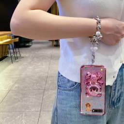 Pearl Strap Lanyard Glitter Strap Bear Phone Holder Case On For iPhone 8 Plus 7 6 6s Plus Se 2020 7plus 8plus Anti-knock Cover