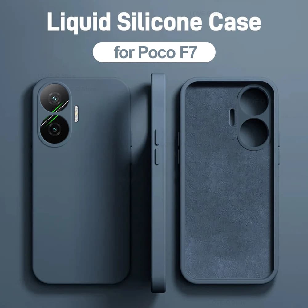 Poco F7 F 7 Pocof7 Case Liquid Silicone Camera Lens Protector Phone Case For Xiaomi Poco F7 Poco F 7 Pocof7 Soft TPU Back Cover