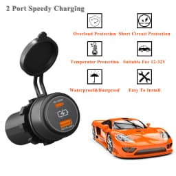 100W PD QC3.0 Dual USB Car Charger Socket (Type C & Type A)12V/24V Fast Charging for iPhone Samsung Xiaomi Huawei Car Truck Boat