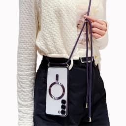 Transparent silicone magnetic case for Samsung S25 S24 S23 Ultra A56 A55  A36 A16 A26 Cross necklace rope wireless charge cover