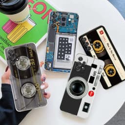 Retro Music Tapes Camera Circuit Board For Samsung A56 A55 A36 A54 A52 A53 5G A15 A14 A16 A25 A34 A35 A26 A06 A32 A72 Phone Case