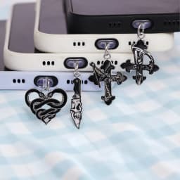 Mobile Phone Dust Plug Pendant Accessories Decoration Heart-shaped Double Snake Love Skull Cross For Iphone Type-c Port