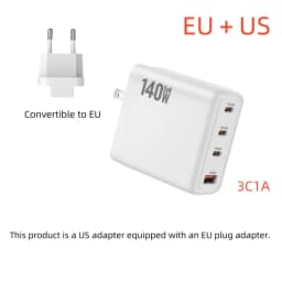 New 140W Multi-Port GaN Charger PD3.1 3C1A Super Fast Charging Head Compact Portable for Mobile Phones