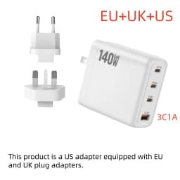 New 140W Multi-Port GaN Charger PD3.1 3C1A Super Fast Charging Head Compact Portable for Mobile Phones