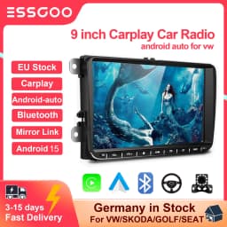 ESSGOO 2 Din Android Car Radio 9 Inch Carplay RDS AM FM Bluetooth WiFi Multimedia Autoradio For VW Volkswagen Passat B6 B7 Skoda