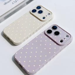Simple Polka Dot Phone Case For iPhone 17 Pro 16 Plus 15 pro 14 13 Pro Max 12 11 Heart Side Shockproof Soft TPU Cute Girly Cover