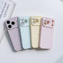 Simple Polka Dot Phone Case For iPhone 17 Pro 16 Plus 15 pro 14 13 Pro Max 12 11 Heart Side Shockproof Soft TPU Cute Girly Cover