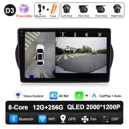 Android 16 For Fiat Fiorino Qubo Citroen Nemo Peugeot Bipper 2008 - 2017 Carplay Auto QLED Screen 4G Car Radio Multimedia Player