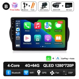 Android 16 For Fiat Fiorino Qubo Citroen Nemo Peugeot Bipper 2008 - 2017 Carplay Auto QLED Screen 4G Car Radio Multimedia Player