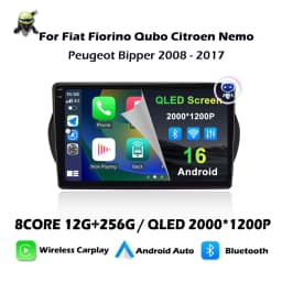 Android 16 For Fiat Fiorino Qubo Citroen Nemo Peugeot Bipper 2008 - 2017 Carplay Auto QLED Screen 4G Car Radio Multimedia Player