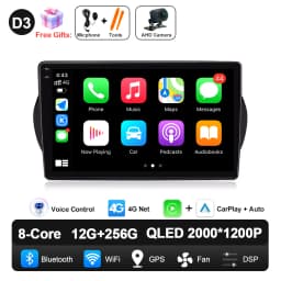 Android 16 For Fiat Fiorino Qubo Citroen Nemo Peugeot Bipper 2008 - 2017 Carplay Auto QLED Screen 4G Car Radio Multimedia Player